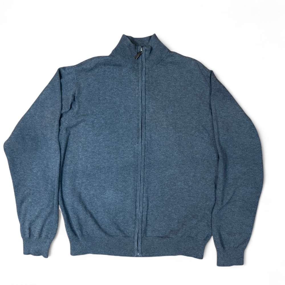 Perry Ellis Men's Heather Gray Zip-Up Sweater